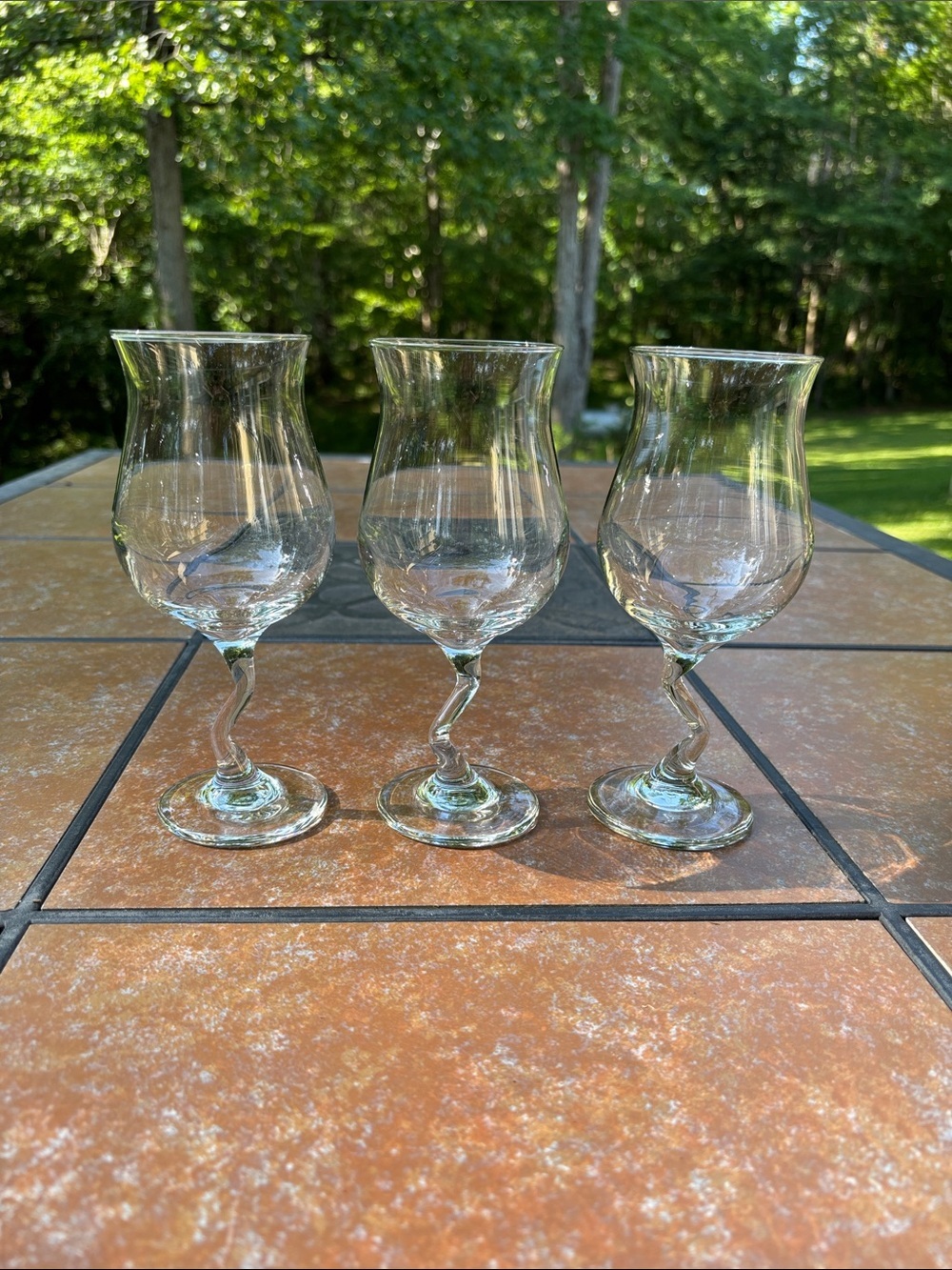 Libbey Clear Z-Stem Poco Grande Glasses Characterized By Its Z-Shape....Set of 3